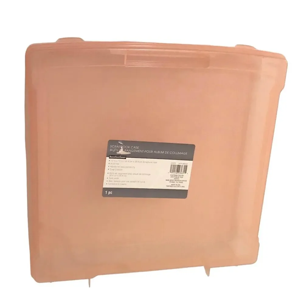 Recollections light pink Scrapbook case for 12 x 12 papers and books